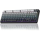 AULA F99 Pro Wireless Mechanical Keyboard with Knob,Gasket Structure,Tri-Mode BT5.0/USB-C/2.4GHz Hot Swappable Keyboard,Cream