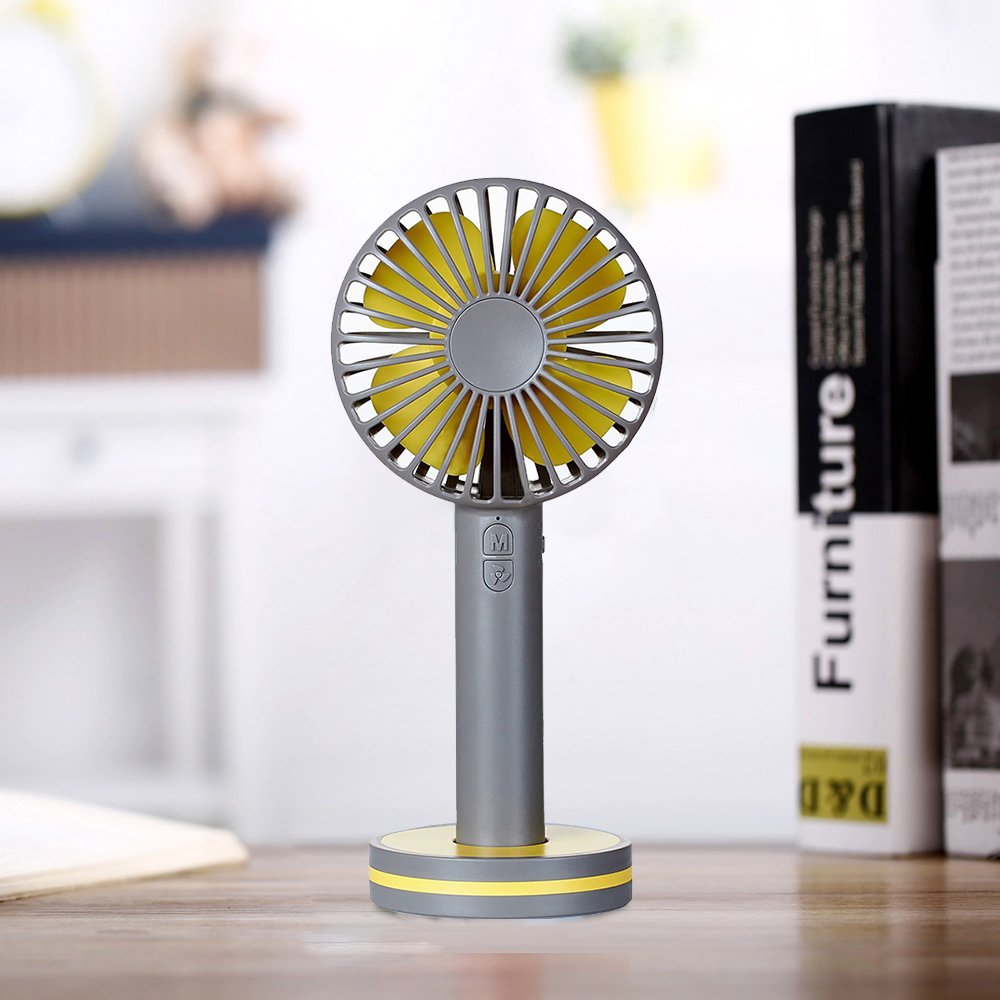 Niubity Mini Handheld Personal Fan Rechargeable Battery Powered 3 Speed Portable Adjustable Table USB Fans Travel Cooler 2000mAh(Gray)