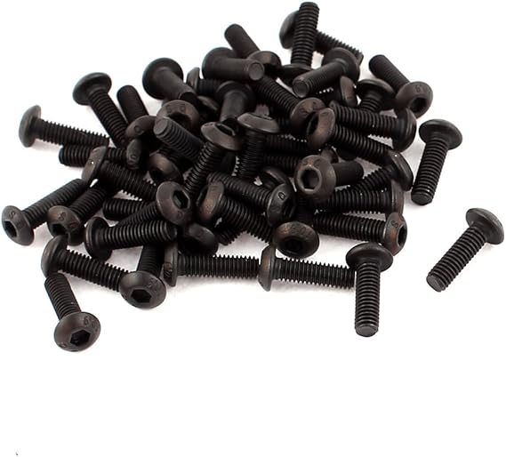 uxcell 50Pcs Black M3 X 10mm Alloy Steel Hex Socket Button Head Machine Screws Bolts