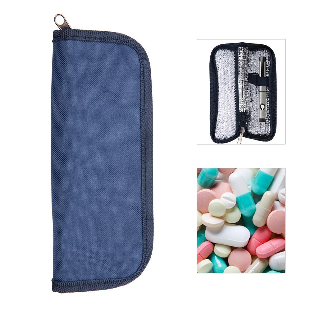 Nikou Portable Insulin Travel Case, Diabetic Patient Organizer Bag, Insulin Cooler Bag for Insulin Pens, Medication Diabetic Supplies Organizer Medical Bag Insulated Case (Navy Blue)