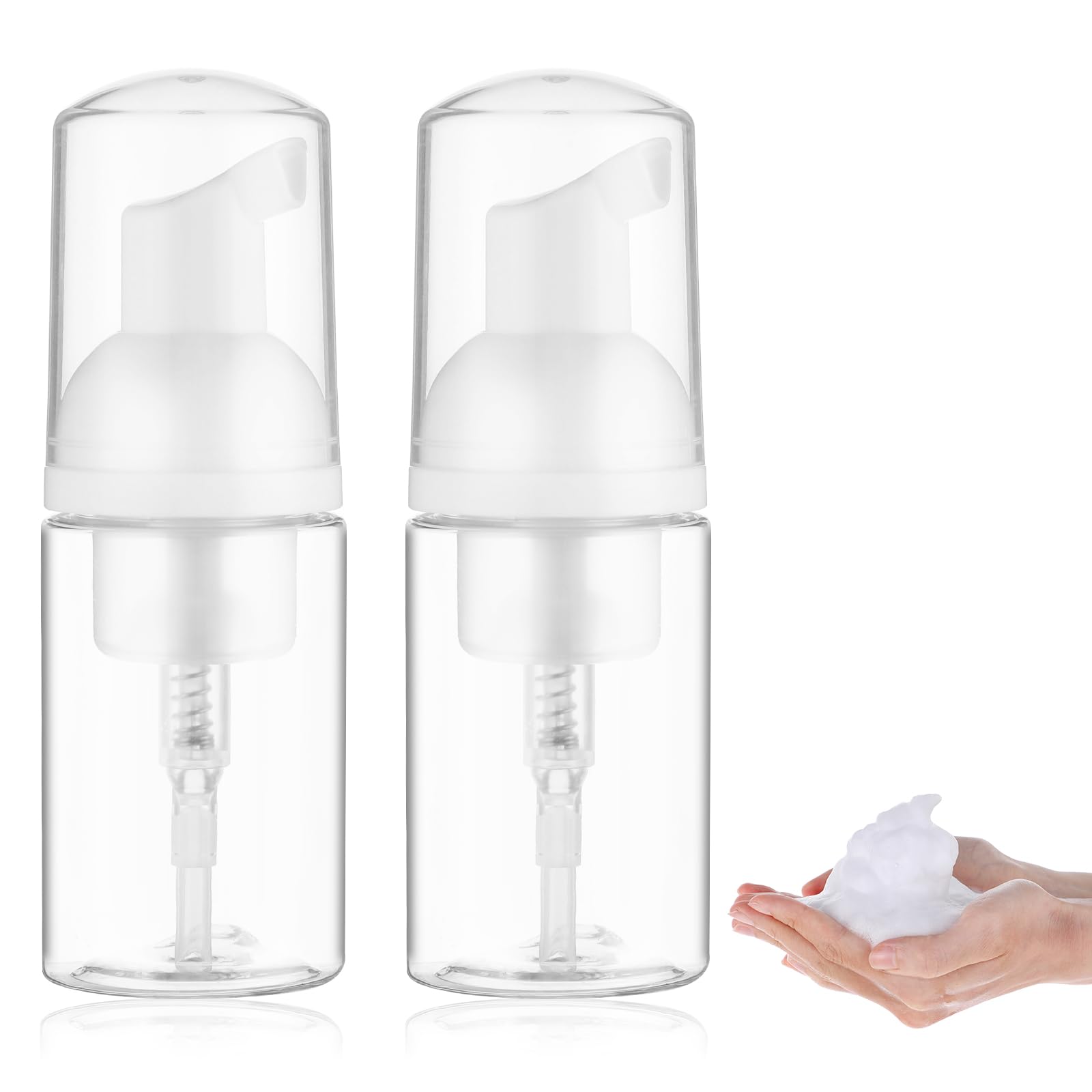 Telooco 2Pcs Foaming Soap Dispenser 30ml Empty Foam Pump Clear Small Refillable Travel Container for Shampoo Facial Cleanser Hand Soap Cleaners