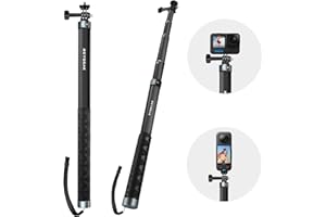REYGEAK 59 Inch Selfie Stick Long Invisible Pole for GoPro 13 Carbon Fiber Waterproof Extension Monopod for GoPro Hero 13/12/11/10/9 Osmo Pocket 3/ Action 5 Pro/4/3 Accessories.