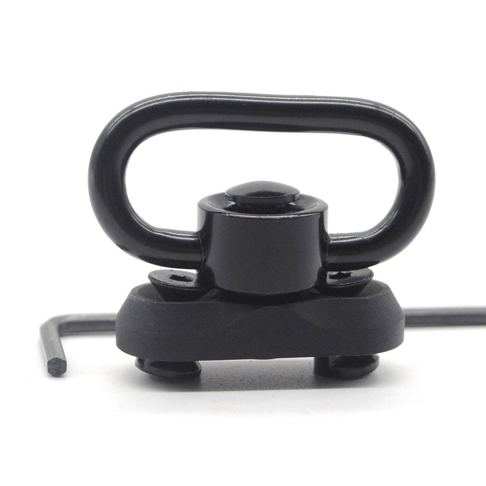 Trirock QD Push Button Sling Swivel 1.25 Inch Hook with Round Edge Keymod Base for AR15