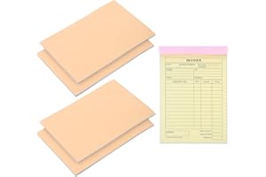 BETOOKY Receipt Books Carbonless 5 Pack 3-Part 60 Pages Each Invoice Pads for Work Order Tracking Small