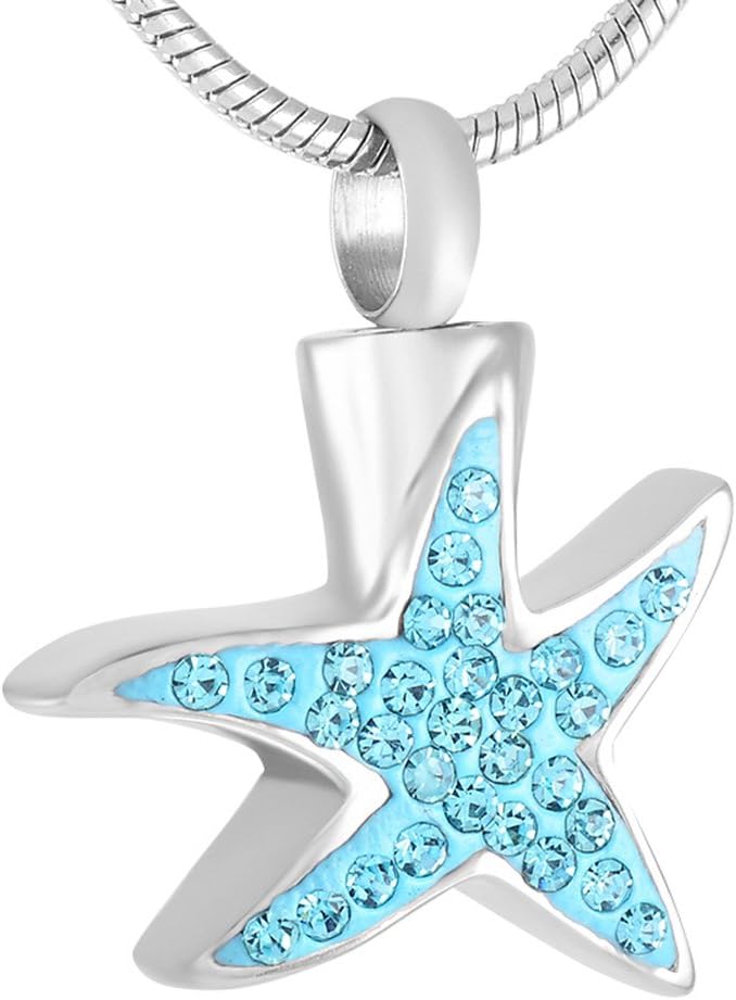 love of life SS9295 Emoji Crystal Star Fashion Necklace Memorial Ash Keepsake Cremation Urn Necklace Jewelry