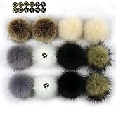 3D-Star 12Pcs DIY Faux Fur Snap Pompoms Ball Mixed Color Fluffy Pompom with Press Button Removable for Knitting Hats Scarves Shoes Bag Charms Accessories