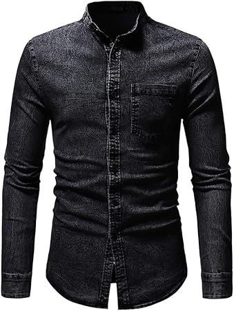 denim stand collar shirt