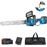JOVANT 12 Inch Electric Chainsaw Cordless, 20V Battery Powered Cordless Chain Saw, Chainsaw with 1 * 4.0Ah Battery and Charger for Wood Cutting, Tree Trimming and Branch Pruning