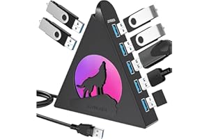 7-Port USB 3.0 Hub, Vertical USB Hub Splitter with RGB Lighting,5Gbps High-Speed Data Transfer and 2FT Extension Cable,Multi 