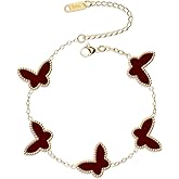 AICase 18K Gold Plated Clover Bracelet Dupes Gold/White/Black Bracelet Set for Women Flower Leaf Lucky Clover Bracelets Trendy Jewelry Birthday Gifts for Women/Mon/Friends