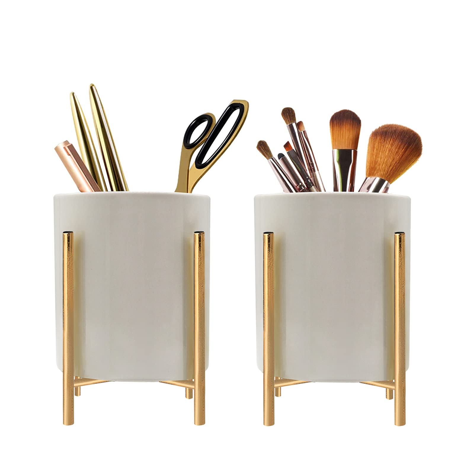 Photo 1 of Gold Office Desktop Accessories,pen holder for desk Modern Art Pencil Cup Pot,With Metal Bracket