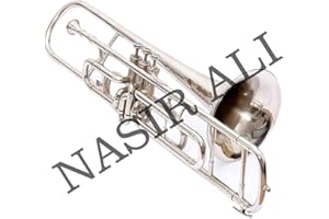 NAUTICALMART Valve Trombone Nickel Plated Bb Brass Musical Instrument with Carrying Case B Flat Trombone Mouthpiece for Standard Student & Beginner