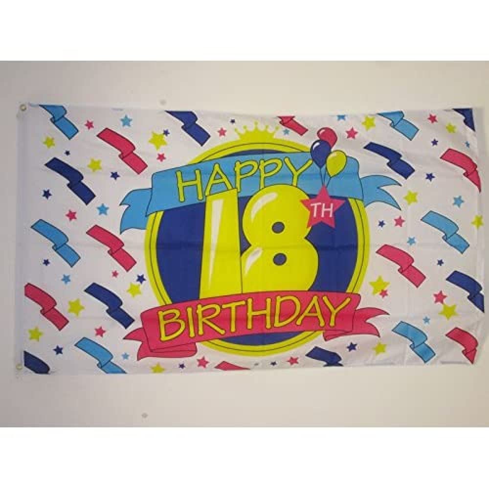 AZ FLAG - Happy 18Th Birthday Flag - 3x5 Ft - 100D Polyester 18Th Birthday'S Party Banner with Two Metal Grommets - Fade Resistant - Vivid Colors - 3' x 5' Feet - 150x90 Cm