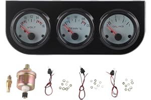 52mm Triple Gauge Kit Oil Volt Water Gauge 3 in 1 Automobile Modified Instrument Water Temperature Oil Pressure Voltage Tripl