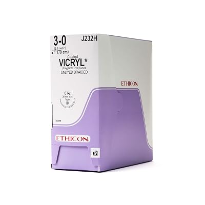 Ethicon Coated VICRYL polyglactin 910 Suture, J232H, Synthetic Absorbable, CT-2 26 mm, 12 Circle Needle, Size 3-0, 27&amp;amp;quot; 70 cm