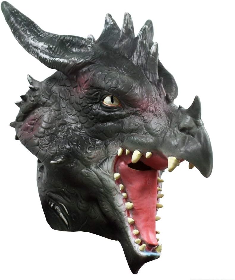 Creepy Dragon Latex Mask Dragon Animal Full Head Fancy Dress Up Halloween Party Costume Mask