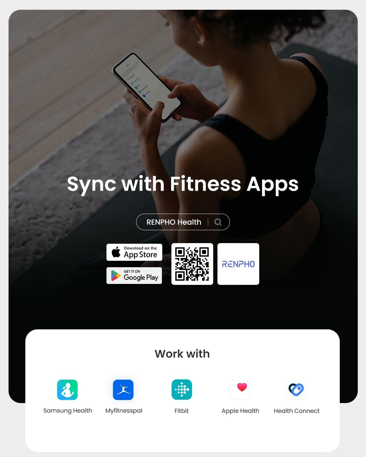 RENPHO Körperfettwaage mit großem Display, Personenwaage Ultrapräzise Waage mit Körperfett und Muskelmasse, Trend, Smart Waage Personen mit App, ITO Körperwaage, Schwarz, Elis 2X 7