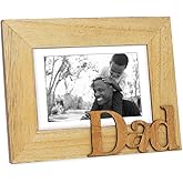 Isaac Jacobs Natural Wood Sentiments Dad Picture Frame, 5x7 inch with Mat, Photo Gift for Father, Family, Display on Tabletop, Desk (Natural, 5x7 (Matted 4x6))