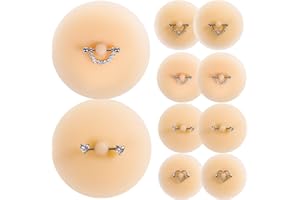 YYBFD 4 Pairs Nipple Covers with Piercing, Silicone Reusable Adhesive Breast Petals