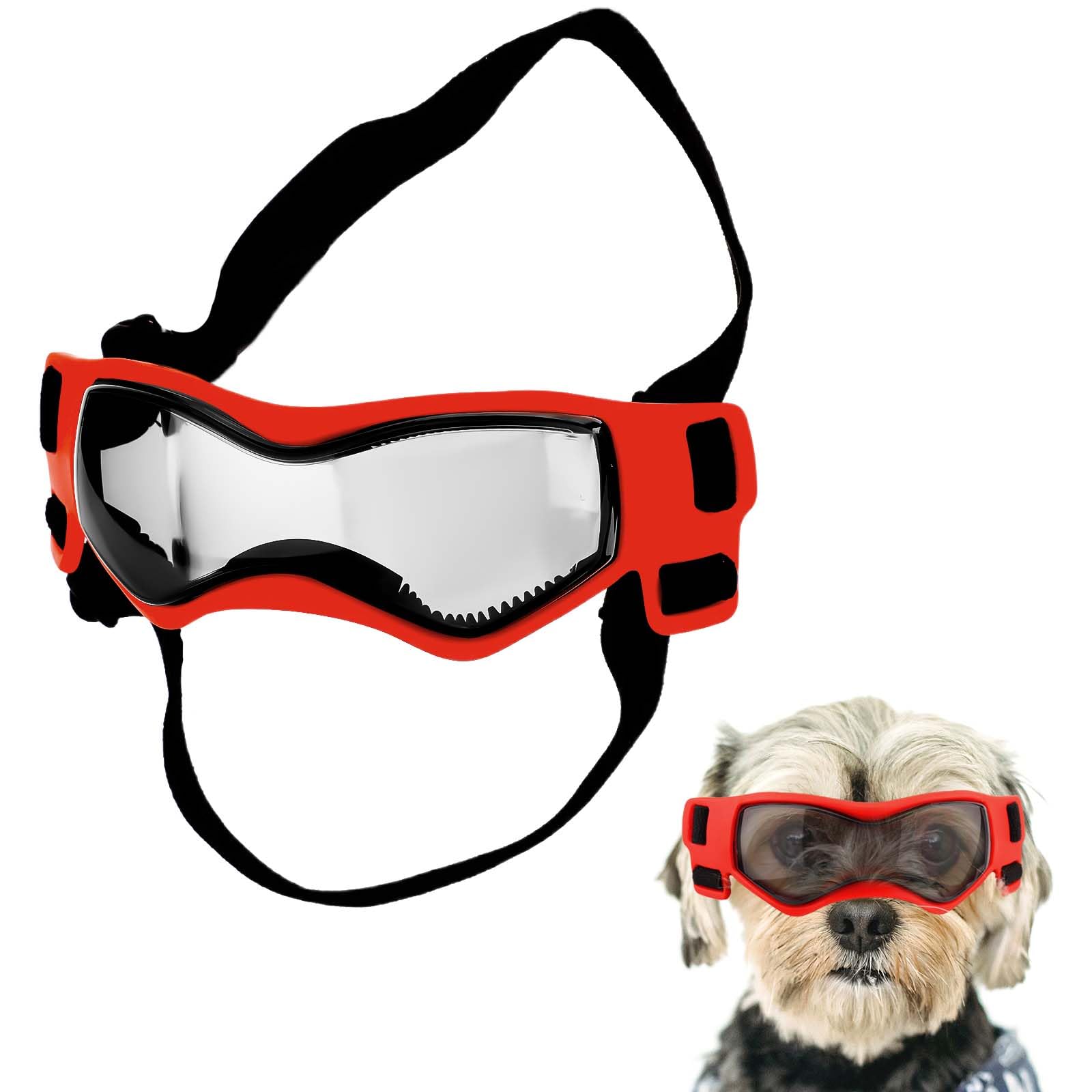 Small Breed Dog Sunglasses, Dog Goggles for Small Dogs Windproof Anti-Fog Dog glasses Adjustable Dog Goggles for Pet Small Medium Dogs Outdoor Eye Protection