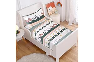 KWLOVER Bed Fitted Sheet and Pillowcase Set,Animals Printed Bed Fitted Sheet for Kids Twin Size Bed (Green, Twin)