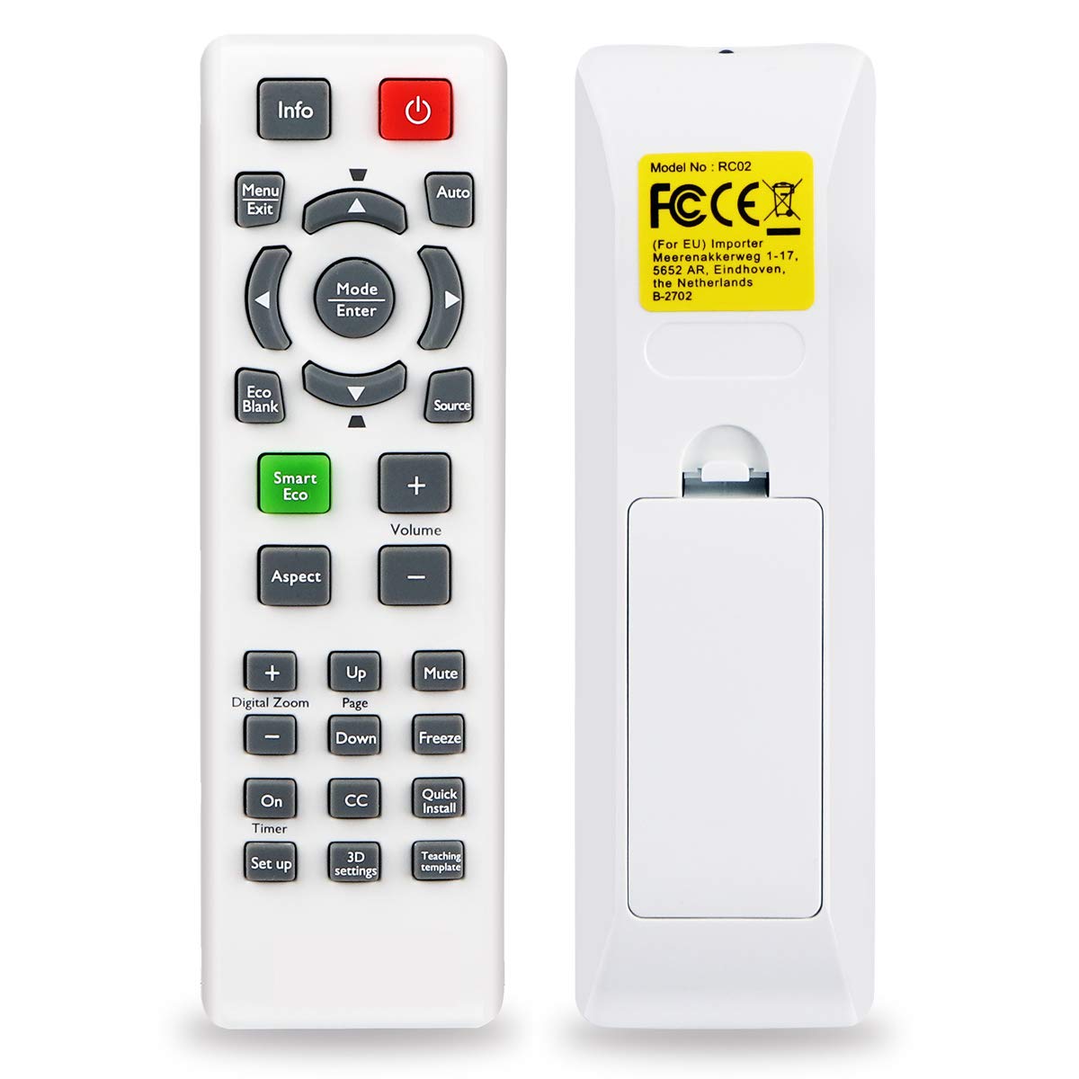 Aimdio RCX022 Projector Remote Control for BenQ W1070 W1080ST TH680 TH681 TH682ST MH630 MH680 MH530 TH530 MS527 MW529 MS524 MW526E TW526 TW529 MS517H MW526 MS506 MX528 MS517 LW21 LX20 Controller