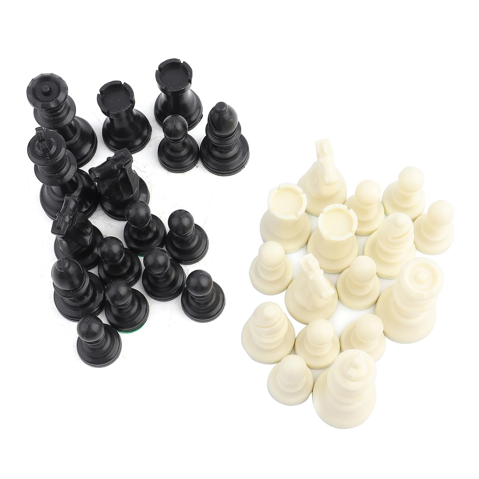 KooingTech Chess Pieces, 32 PCS Black White Plastic Chess Set, Lightweight Portable International Chessmen Set for Adults Board Game (Large King Height 75mm)