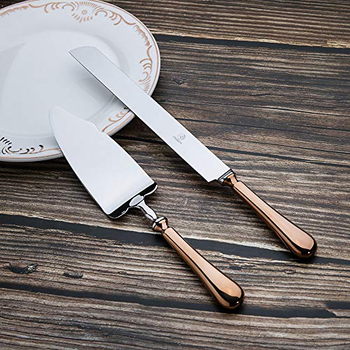 OTW PAVILION Wedding Cake Knife and Server Set,Rose Gold 18/10