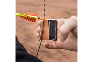 Windfulogo Square Leather Archery Finger Tab Long Bow Hand Protector for Right Hand Black