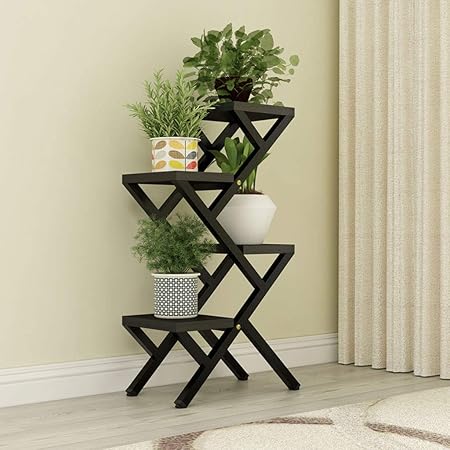 Lrw Modernes Wohnzimmer Schwarz Blumen Stand Zuhause Multifunktions Balkon Blumen Stand Mehrraum Raum Eingebautes Gestell Amazon De Kuche Haushalt