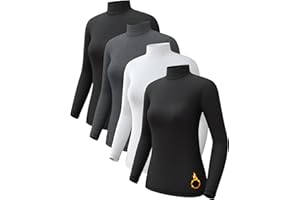 CL convallaria Turtleneck Thermal Underwear Shirts Women Fleece Lined Base Layer Tops Long Sleeve 2 4 Pack