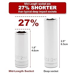 CASOMAN 14PCS 3/8" Drive 6 Pt. Mid-Length Socket