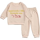 SunoZee Toddler Baby apparently i like formula one Long Sleeve Sweatshirt Top Jogger Pants Set Cute Fall Winter Clothes Set