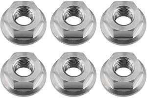 Wanyifa Titanium DIN6923 M5 M6 M8 M10 M12 M14 M16 Hex Flange Nuts Pack of 6 (M8 Pitch 1.25mm, Normal Titanium)