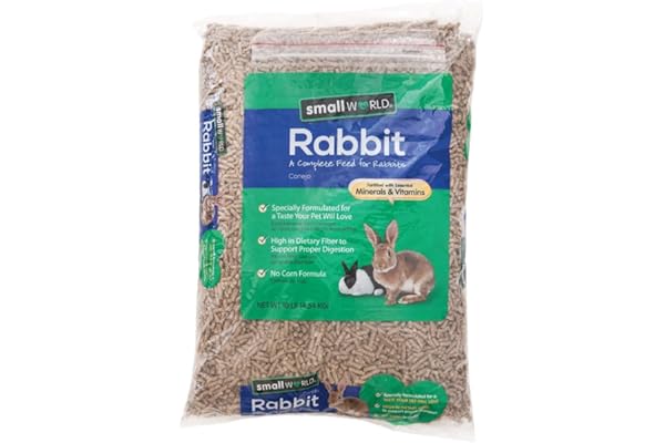 Small World Rabbit Food, Complete Pelleted Feed, High Fiber Food, 10 lb | Bunny Food, Rabbit Pellets, High Fiber Diet, Digestive Support, Essential Vitamins & Minerals, Daily Nutrition, Rabbit Food