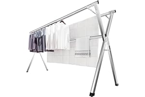 JAUREE 2 Meters Clothes Drying Rack, Drying Rack Clothing Folding Indoor Outdoor, Heavy Duty Stainless Steel Laundry Pole, Fo
