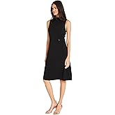 Maggy London Versatile Mock Neck Sleeveless A-Line Womens Dresses, Black