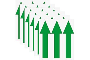 M METERXITY 6-Pack Arrow Sticker, 8 x 2 Inch/ 200 x 60 mm PVC Waterproof Self-Adhesive Directional Arrows Removable Directional Floor Decal Stickers for Wall Marking/Road Sign [Green]