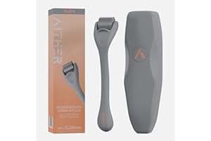 AITHER Derma Roller 0.25mm, Microneedle Roller for Face, Scalp & Beard - Derma Roller, Titanium Microneedling Scalp Roller | Safe for Beginners | For Both Women & Men - 1 Count, Slate