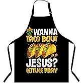Xuwenz Wanna taco Bout Jesus Lettuce Pray Waterproof Apron Kitchen Chef Aprons Bibs for Grooming Cooking Baking Painting Gardening