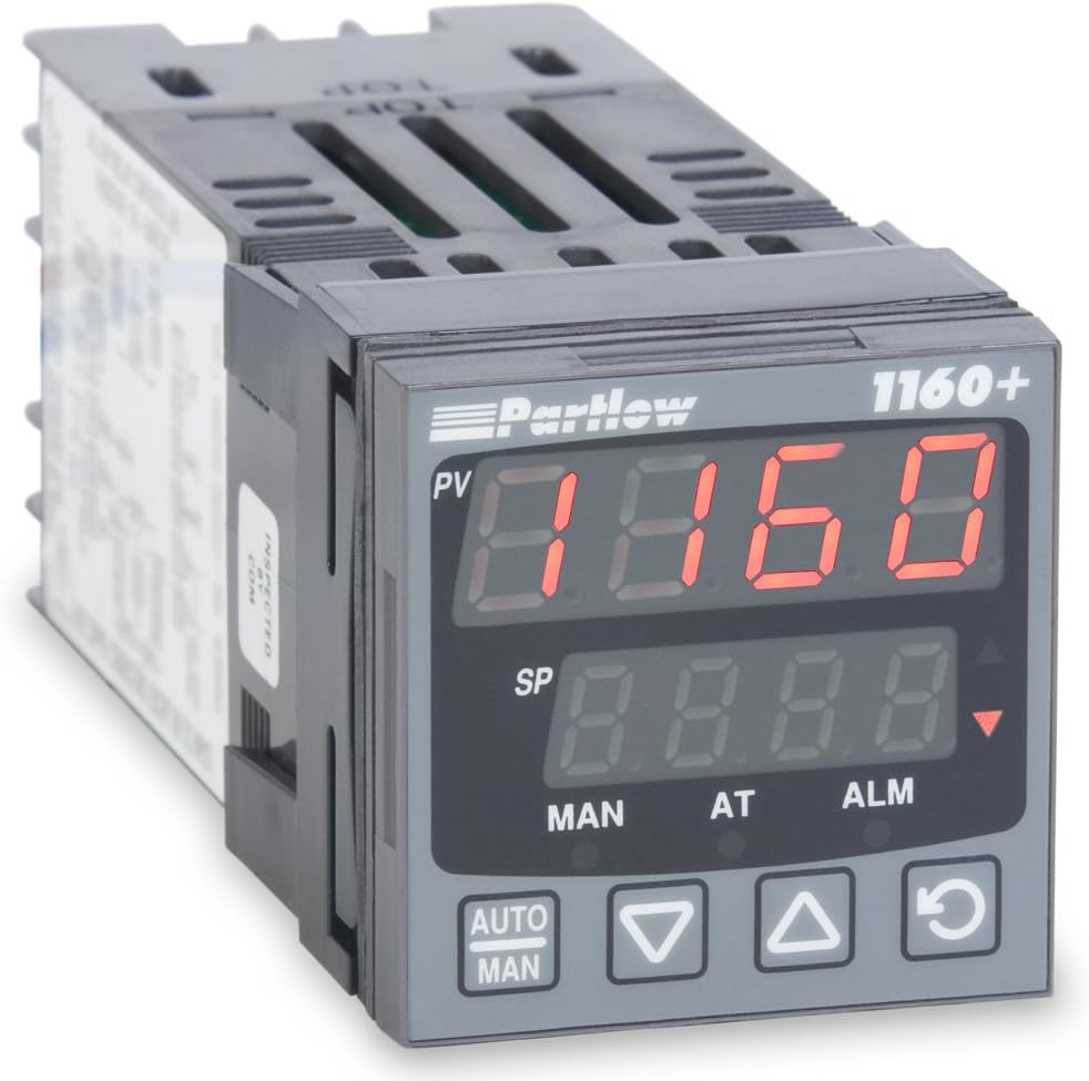 Partlow P1160111000 1160+ Series 1/16 DIN Temperature Controller, 100 to 240 VAC, Three relay Outputs, Red Upper/Red Lower Display