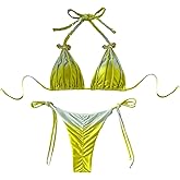 SweatyRocks Women's 2 Piece Triangle Bikini Sets Braided Strappy Bathing Suit Side Tie Swimsuits