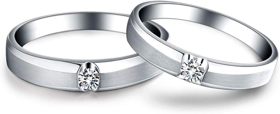 Gnzoe 1pc 18k White Gold Round Wedding Rings Sets For Him And Her