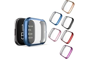 NAHAI Compatible Case for Fitbit Versa 2, 6 Packs Ultra Rugged Cover Plated Case with Screen Protector, Scratch-Resist All Around Protective Accessories for Fitbit Versa 2 Smartwatch