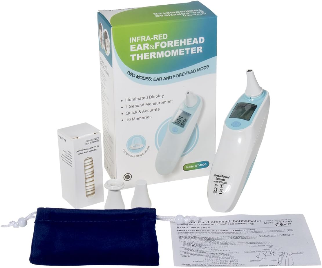 Digital Infrared Baby Forehead Ear Thermometer | Ideal for Ear Canal & Forehead Temperature Taking& Precise Detecting Fever for Infants/Baby/Children/Kids & Adults