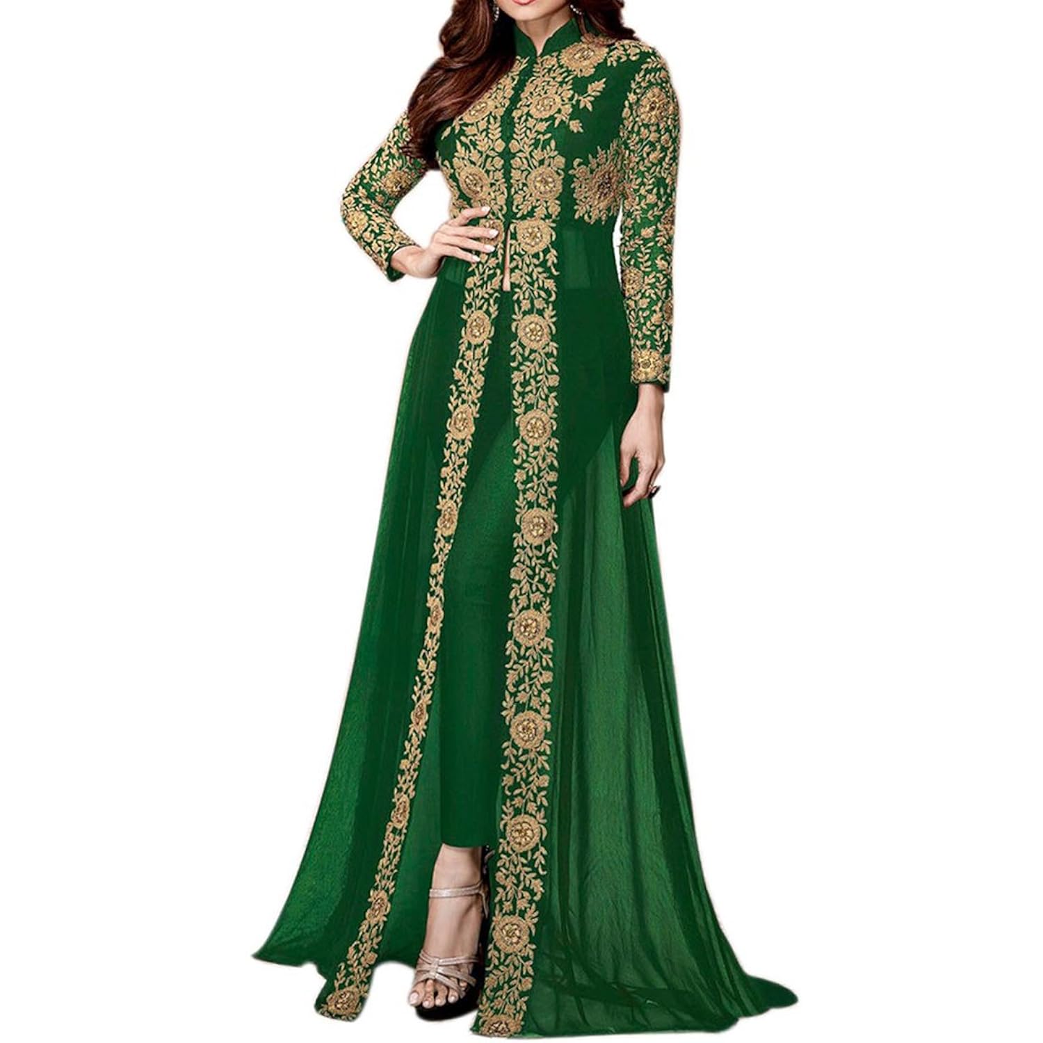 kings fashion bazaar women's georgette semi-stitched lehenga choli (k_fashion_110123 _green_ free size)