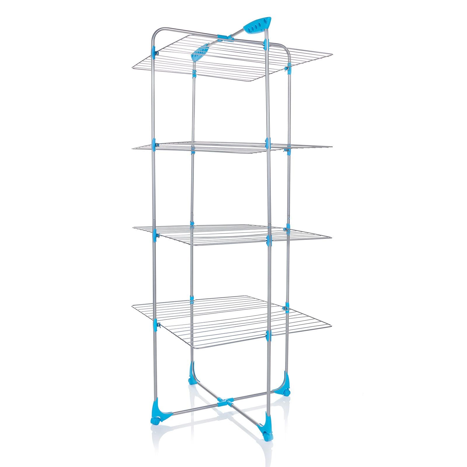 Minky Tower Indoor Airer with 40 m Drying Space, Metal, Silver and Blue
