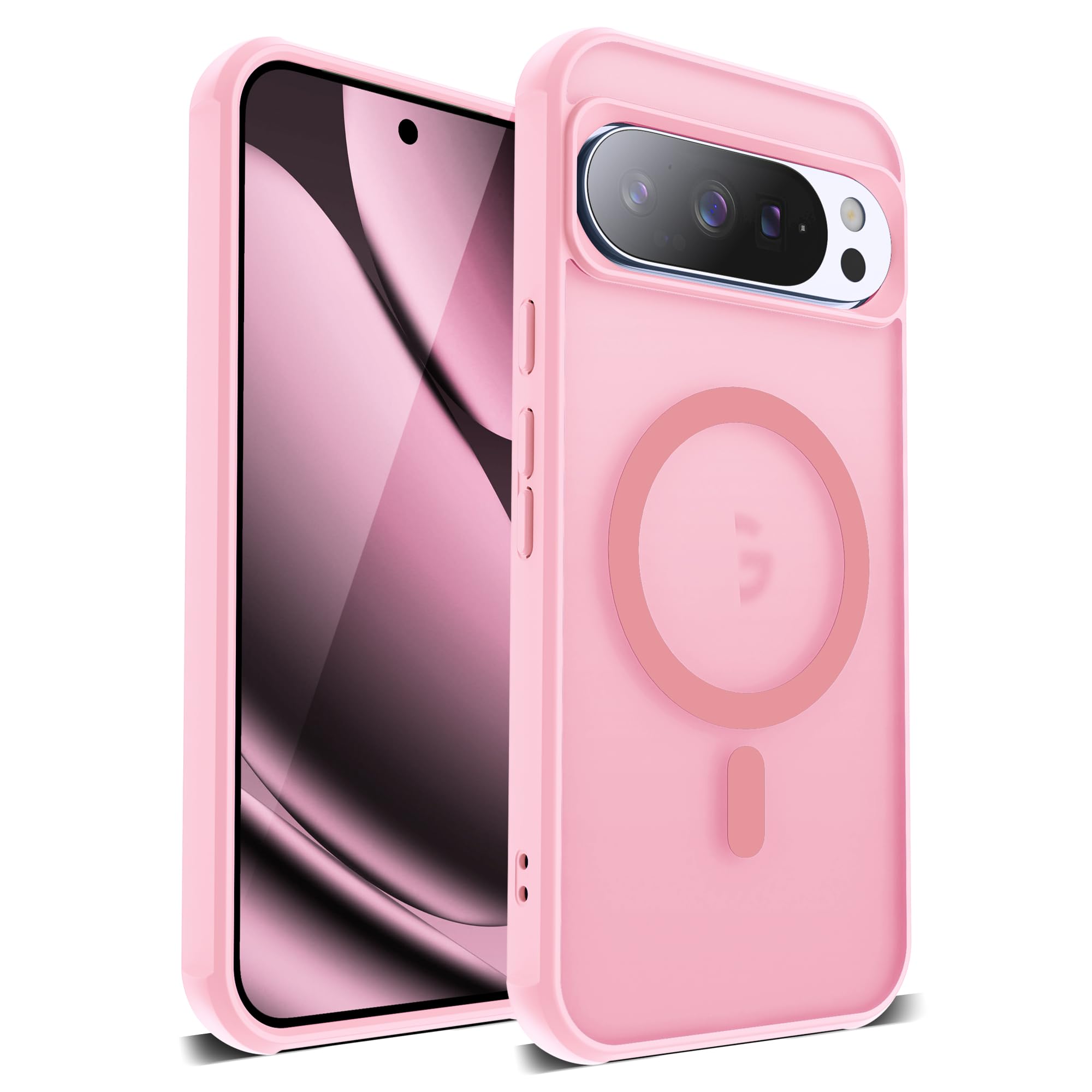 Compatible with Google Pixel 10 Pro XL Case with Magnetic Translucent Matte Phone Case with Anti-Fingerprint Tech [Compatible with Mag-Safe], Pink