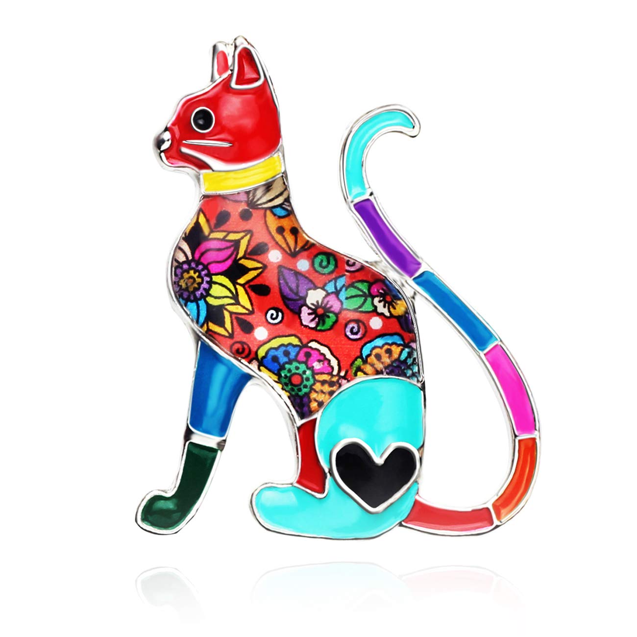 NEWEI Enamel Kitten Cat Brooch Pin Fashion for Women Girls Gift Charms Cat Decorations (Multi)