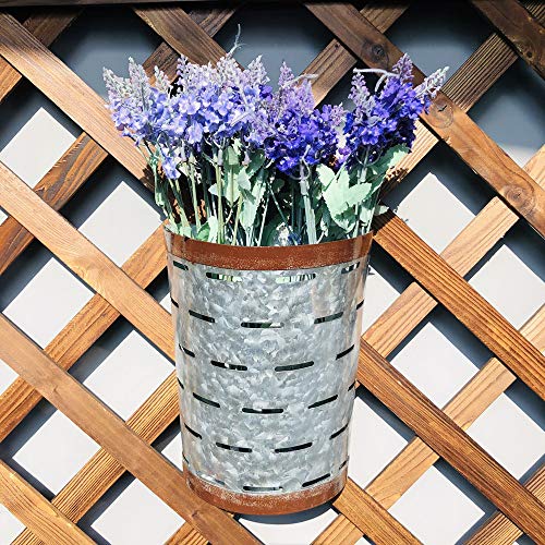 PACDONA Set of 2 Galvanized Metal Wall Planter, Farmhouse Style Hanging